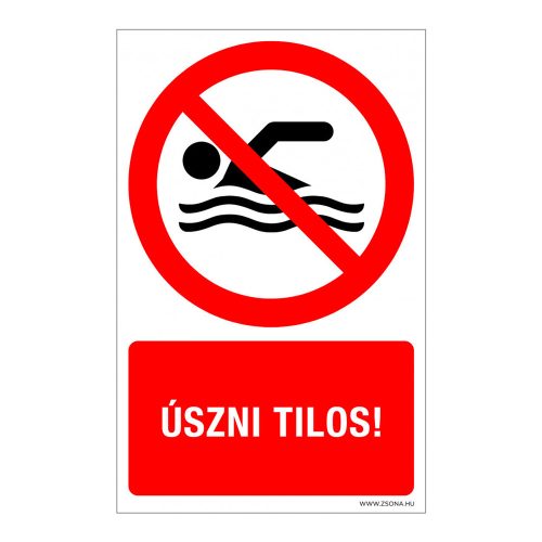 Úszni tilos! Műanyag tábla 160x250 mm