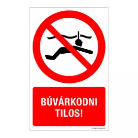 Búvárkodni tilos! Öntapadós matrica 160x100 mm