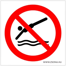 Vízbe ugrani tilos! Öntapadós matrica 100x100 mm