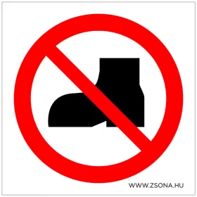   Védőlábbelivel belépni tilos! Öntapadós matrica 100x100 mm