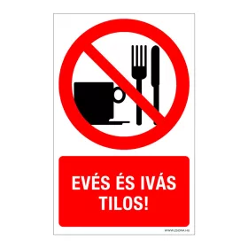 Evés és ivás tilos! Öntapadós matrica 160x100 mm