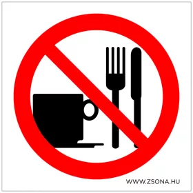 Evés és ivás tilos! Öntapadós matrica 100x100 mm