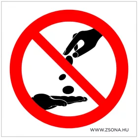   Házalás és koldulás tilos! Öntapadós matrica 100x100 mm