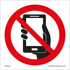   Mobiltelefon használata tilos! Öntapadós matrica 100x100 mm