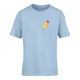   Detské tričko školská tabuľa so vzorom ceruzky Svetlomodrá 110 veľ