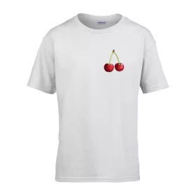   Detské tričko ceduľka škôlka s čerešňovým vzorom Biela 110 veľ