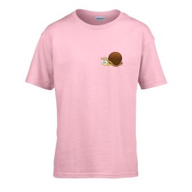   Detské tričko ceduľka do škôlky so vzorom Slimák Ružová 110 veľ