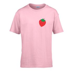   Detské tričko ceduľka škôlka s jahodovým vzorom Pink 110 veľ