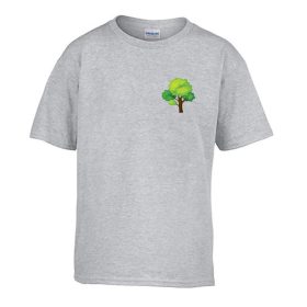   Detské tričko škôlka nápis Drevo vzor Sivá veľkosť 110