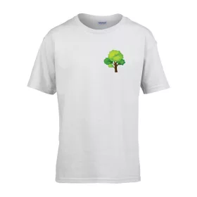   Detské tričko ceduľka škôlka s dreveným vzorom Biela 110 veľ