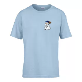   Detské tričko ceduľka škôlka so vzorom snehuliaka Svetlomodrá 110 veľ