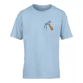   Detské tričko ceduľka škôlka so vzorom kladiva Svetlomodrá 110 veľ