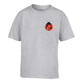   Detské tričko ceduľka do škôlky so vzorom Lienka Sivá veľkosť 110