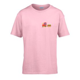   Detské tričko s nápisom škôlka so vzorom vláčikov Pink 110 veľ