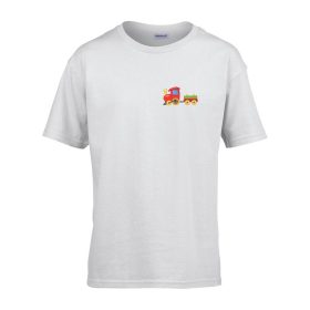   Detské tričko s nápisom škôlka so vzorom vláčikov Biela 158 veľ