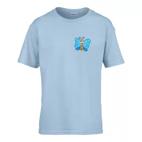  Detské tričko škôlka nápis Modré so vzorom motýľa Svetlomodré 110 veľ