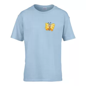   Detské tričko s nápisom MŠ Žltý vzor motýľa Svetlomodré 110 veľ