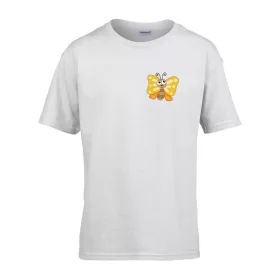   Detské tričko s nápisom MŠ Žltý vzor motýľa Biela 158 veľ