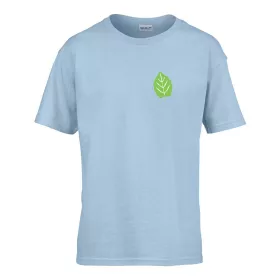   Detské tričko s nápisom škôlka so vzorom listov Svetlomodré 110 veľ