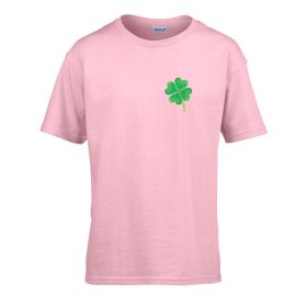   Detské tričko škôlka nápis s ďatelinovým vzorom Ružová 110 veľ