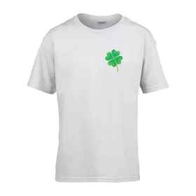   Detské tričko škôlka nápis s ďatelinovým vzorom Biela 110 veľ