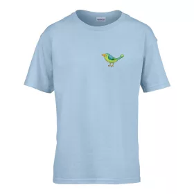   Detské tričko ceduľka škôlka so vzorom vtáčikov Svetlomodrá 110 veľ