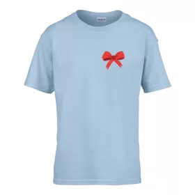   Detské tričko škôlka nápis so vzorom mašličky Svetlomodrá 110 veľ