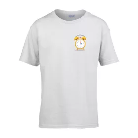   Detské tričko škôlka nápis so vzorom hodín Biela 110 veľ