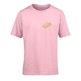   Detské tričko s nápisom škôlka Žlté auto vzor Ružové 110 veľ