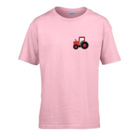   Detské tričko škôlka nápis so vzorom traktora Pink 110 veľ