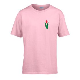   Detské tričko ceduľka škôlka s tulipánovým vzorom Pink 110 veľ