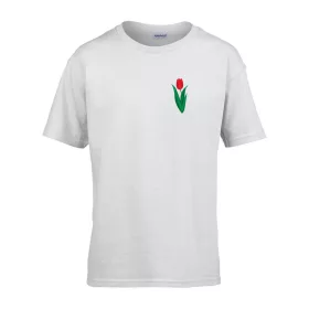   Detské tričko ceduľka škôlka s tulipánovým vzorom Biela 158 veľ