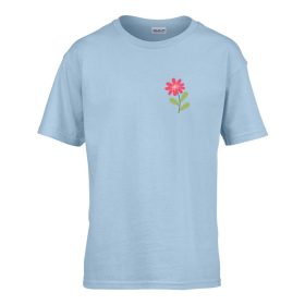   Detské tričko ceduľka škôlka so vzorom kvetov Svetlomodrá 158 veľ