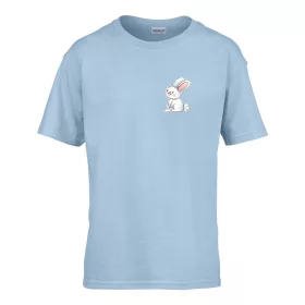   Detské tričko ceduľka škôlka so vzorom zajačika Svetlomodrá 110 veľ