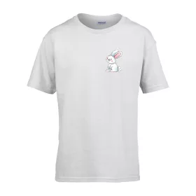   Detské tričko škôlka nápis so vzorom zajačika Biela 110 veľ