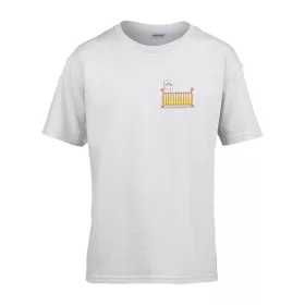   Detské tričko s nápisom škôlka so vzorom Baby postieľky Biela 110 veľ