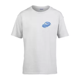   Detské tričko s nápisom škôlka Modré auto vzor Biele 110 veľ