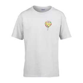   Detské tričko ceduľka škôlka s lízankovým vzorom Biela 158 veľ