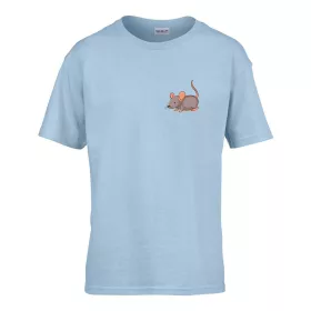   Detské tričko škôlka nápis so vzorom myši Svetlomodrá 110 veľ