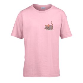   Detské tričko škôlka nápis so vzorom myši Ružová 110 veľ