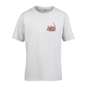   Detské tričko škôlka ceduľka so vzorom myši Biela 110 veľ