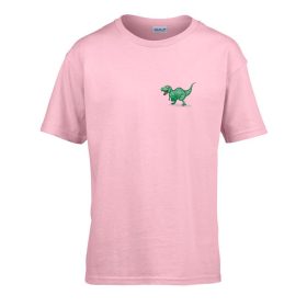   Detské tričko nápis do škôlky so vzorom dinosaura Pink 110 veľ