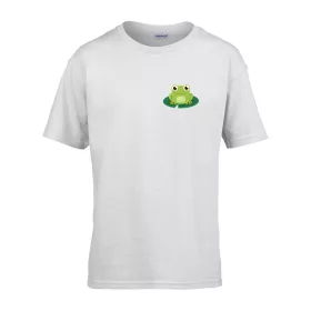   Detské tričko ceduľka škôlka so vzorom žaby Biela 110 veľ