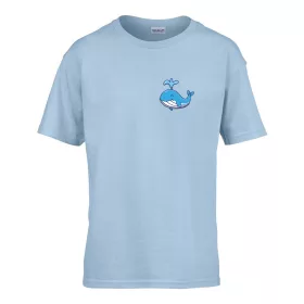   Detské tričko ceduľka škôlka so vzorom veľryby Svetlomodrá 110 veľ