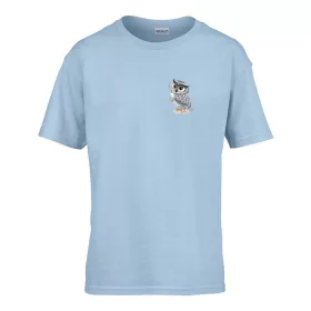   Detské tričko do škôlky so vzorom sovy Svetlomodré 110 veľ