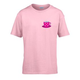   Detské tričko s nápisom škôlka Ružové s bodkovaným vzorom hrnčeka Ružová 110 veľ