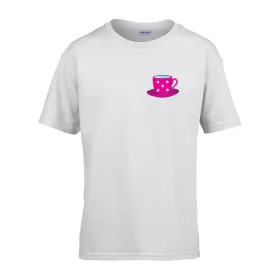   Detské tričko s nápisom škôlka Ružové s bodkovaným vzorom hrnčeka Biela 158 veľ