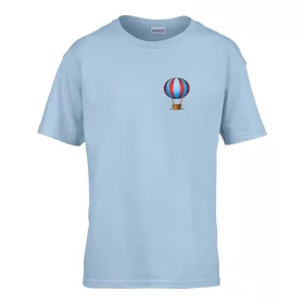   Detské tričko s nápisom škôlka so vzorom teplovzdušného balóna Svetlomodré 110 veľ