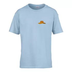   Detské tričko škôlka nápis s klobúkovým vzorom Svetlomodrá 110 veľ