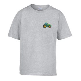   Detské tričko s nápisom škôlka Zelený vzor traktor Šedá veľkosť 158